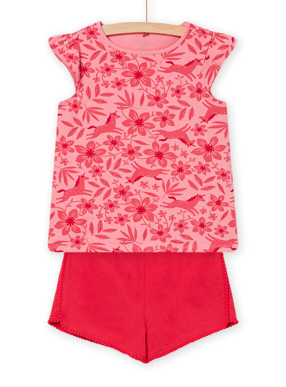 Conjunto pijama rosa com estampado unicórnio e florido menina NEFAPYJUNI / 22SH11H9PYJD305