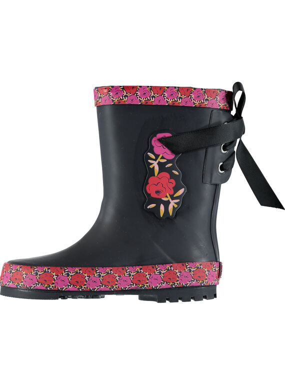 Galochas preto com flores criança menina GFBPNOI / 19WK35G2D0C090
