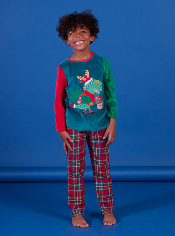 Pijama de Natal em veludo PEGOPYJNO1 / 22WH1272PYJC235