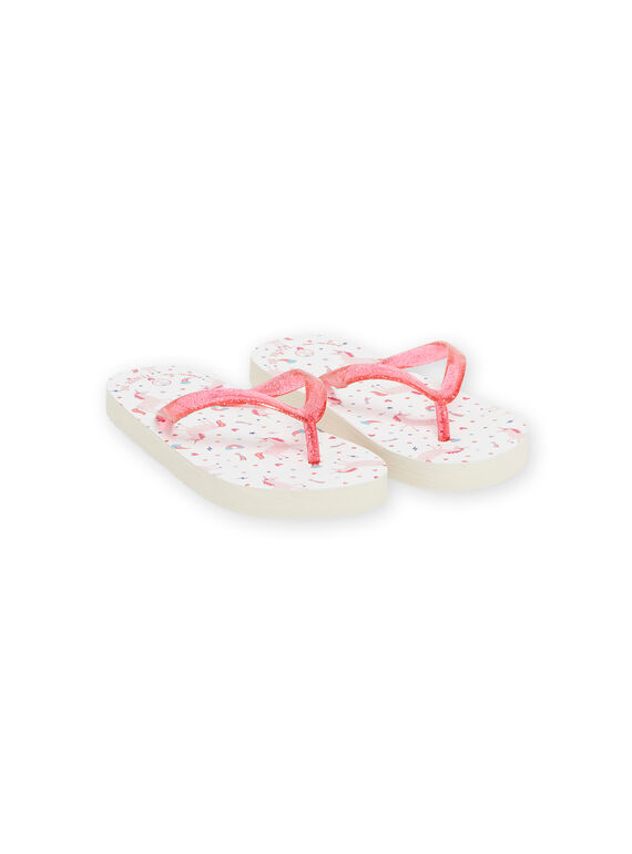 Chinelos brancos e rosa com estampados unicórnio e decorativo menina NATONGLICOR / 22KK3582D01099