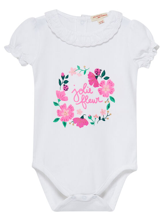 Body branco com gola de renda bebé menina JIPOEBODY / 20SG09G1BOD000