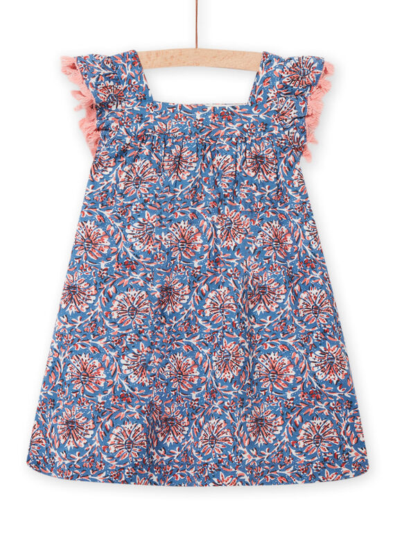 Vestido azul-capri com estampado florido bebé menina NISANROB1 / 22SG09S2ROBC221