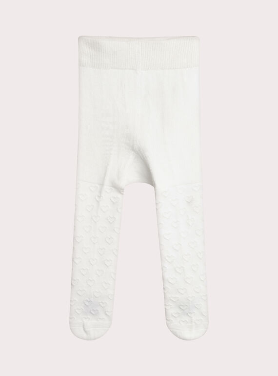 Meia-calça ecru com padrão de coração para menina  VYIJOCOLCO1 / 24WI09H6COLA001