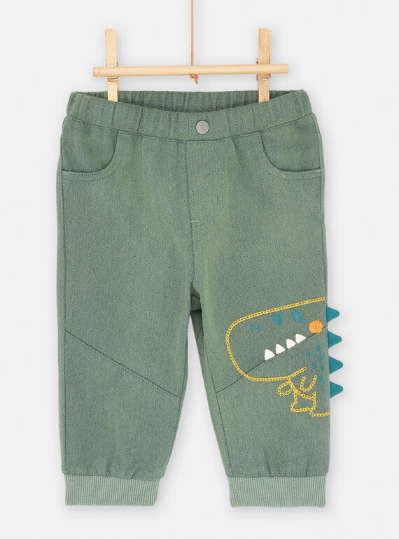 Calças verde-tília efeito chevrons para bebé menino SUVERPAN1 / 23WG10J2PANG619