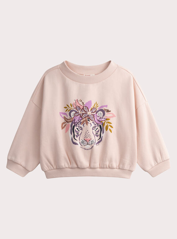 Sweatshirt em rosa claro com estampado de tigre WALANSWEA / 25S90141SWED319