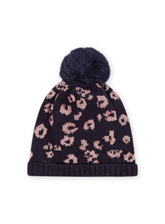 Gorro azul em pelo sintético com padrão leopardo menina MYAPOMBON / 21WI0161BONC205