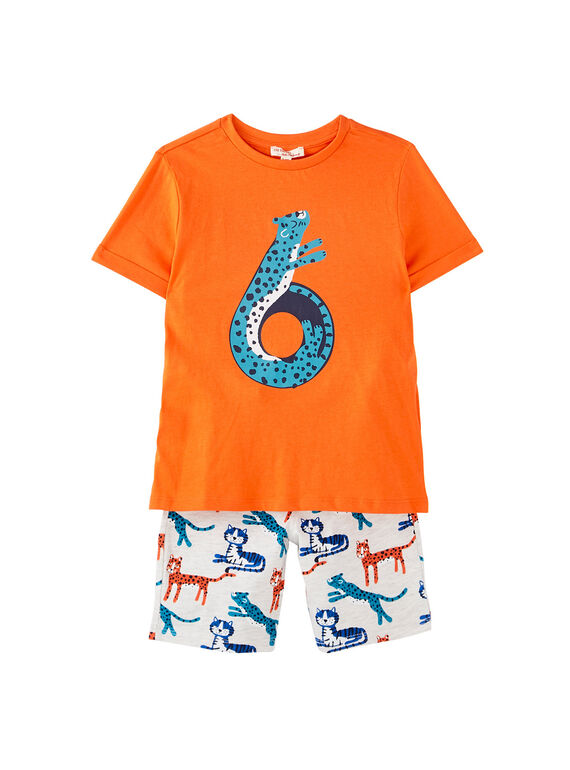 Conjunto de praia menino t-shirt vermelho e bermudas estampado cinzento mesclado pantera JOPLAENS5 / 20S902X5ENS406