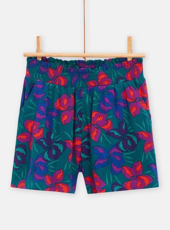 Calções verde com estampado florido para menina TAMUMSHORT / 24S901R1SHO714