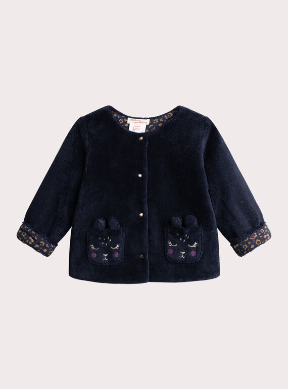 Casaco de lã reversível azul-escuro para bebé menina VIKOCAR3 / 24WG0933CARC205