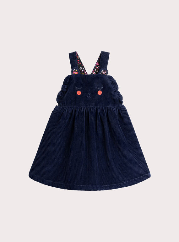 Vestido de veludo azul meia-noite para menina  VIROROB2 / 24WG09P2ROB070