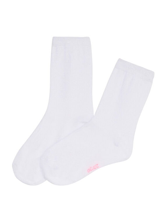 Meias menina branco com fio lurex iridescente JYAESCHO6 / 20SI016ASOQ000