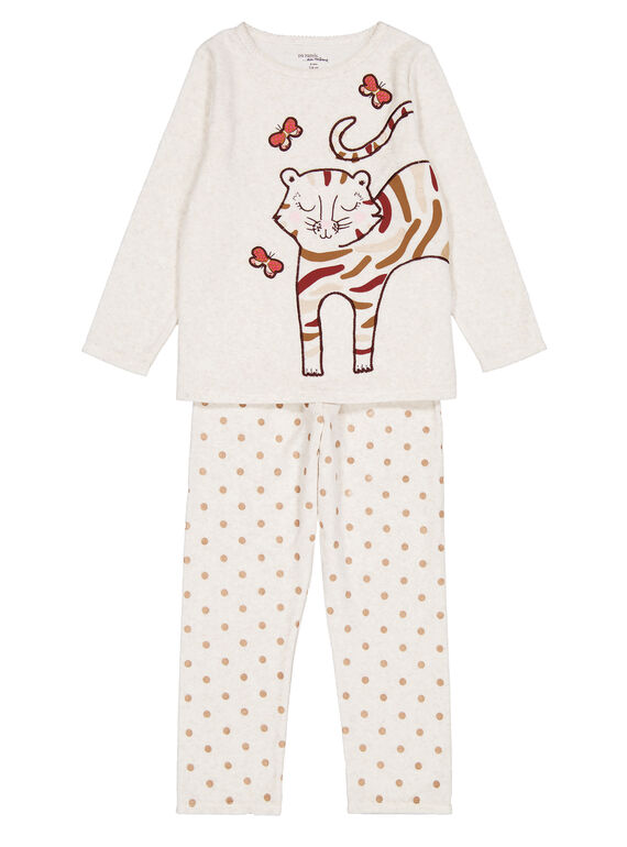 Pijama bege mesclado em veludo criança menina GEFAPYJTIG / 19WH11N9PYJ006