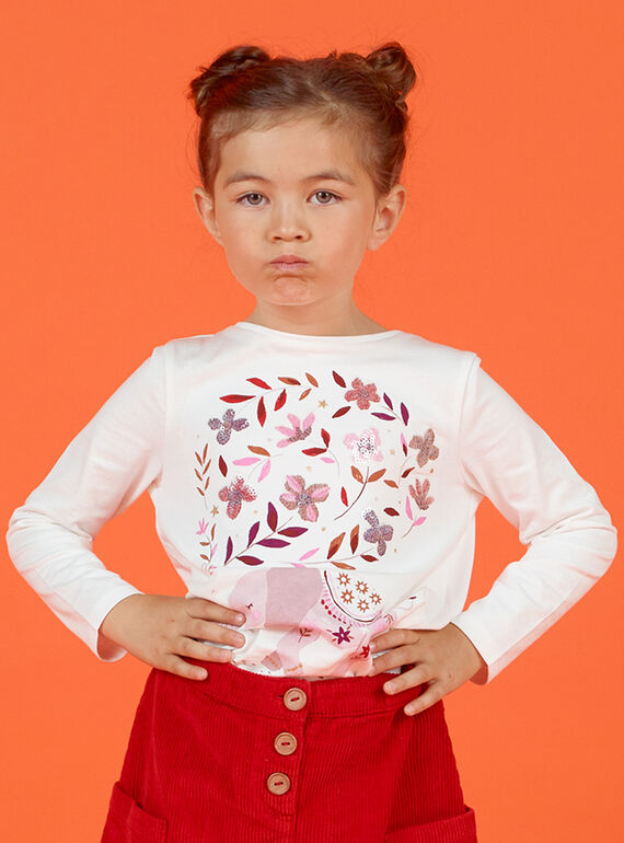 T-shirt de mangas compridas reversível padrão cerejas menina MACOMTEE1 / 21W901L1TML001