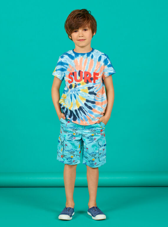 T-shirt mangas curtas azul criança menino LOBONTI1 / 21S902W2TMCC201