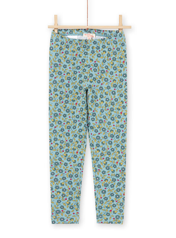 Leggings azuis e caqui estampado florido menina MYAKALEG1 / 21WI01I1CAL612