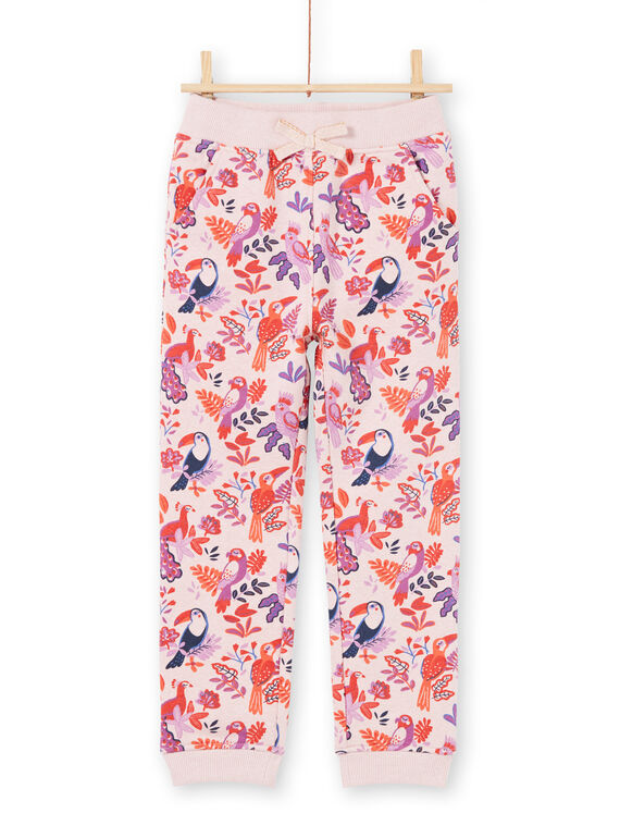 Calças de fato de treino rosa e violeta com estampado de papagaios e florido menina MAJOBAJOG3 / 21W90113JGBD314