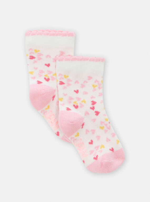 Meias cru com estampado coração para bebé menina TYIJOSOQ2 / 24SI0984SOQ001