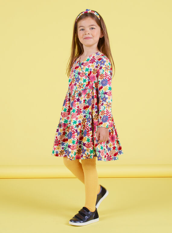 Vestido de mangas compridas com estampado florido colorido menina MAMIXROB2 / 21W901J3ROB009