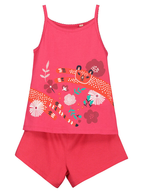Pijama calções menina vermelho estampado FEFAPYJANI / 19SH11H5PYJ304