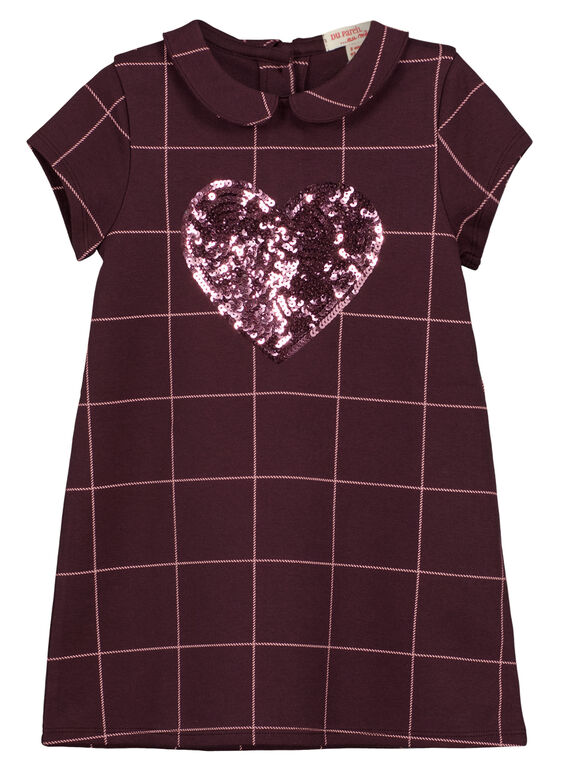 Vestido de mangas curtas aos quadrados com gola peter pan e coração à frente GAJOROB6 / 19W90141D2FI809