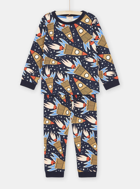 Pijama azul-escuro com estampado de foguetões menino SEGOPYJSPA / 23WH1233PYJ705