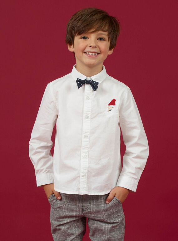 Camisa de Natal branco e laço com estampado menino MONOCHEM / 21W902Q1CHM000