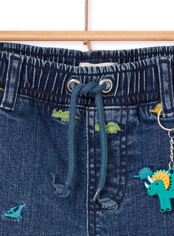 Bermudas de ganga azul estampado dinossauros criança menino LOVERBER2 / 21S902Q1BERP274
