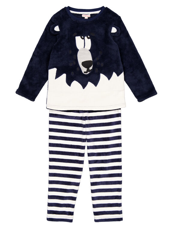 Pijama azul-marinho em veludo e soft boa criança menino GEGOPYJBOA1 / 19WH12N3PYJ070