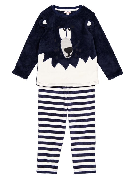 Pijama azul-marinho em veludo e soft boa criança menino GEGOPYJBOA1 / 19WH12N3PYJ070