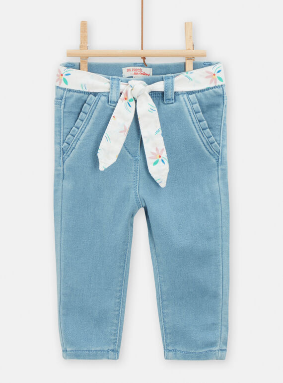 Jeggings azul-claro com cinto estampado bebé menina TICLUJEAN / 24SG09O1PANP272