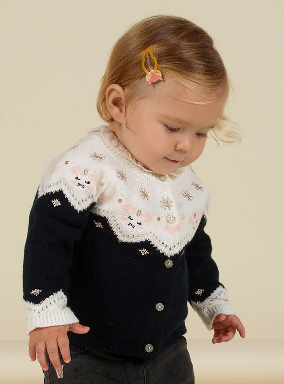 Cardigã em malha jacquard bebé menina MIHICAR2 / 21WG09U2CARJ905