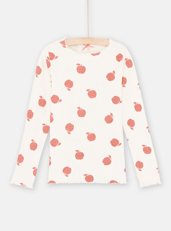 T-shirt cru e vermelho com estampado de maçã menina SAJOUTEE4 / 23W901G4TML001