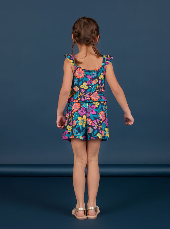 Macacão curto de alças com folhos, estampado florido LAMUMCOMB2 / 21S901Z1CBLC211