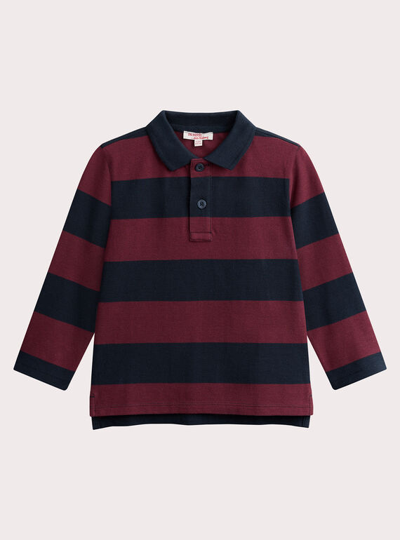 Polo às riscas bordeaux e azul-marinho para rapaz VOJOPOL3 / 24W902G1POL503