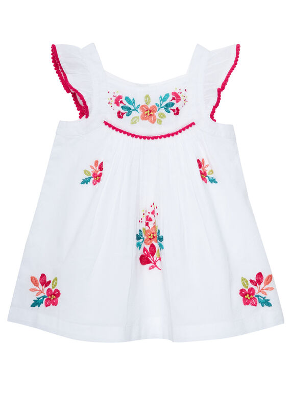 Vestido bordado branco bebé menina JIBOROB1 / 20SG09H1ROB000
