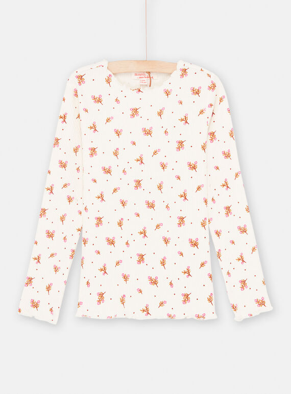 T-shirt cru com estampado florido menina SAJOUTEE1 / 23W901G1TML001