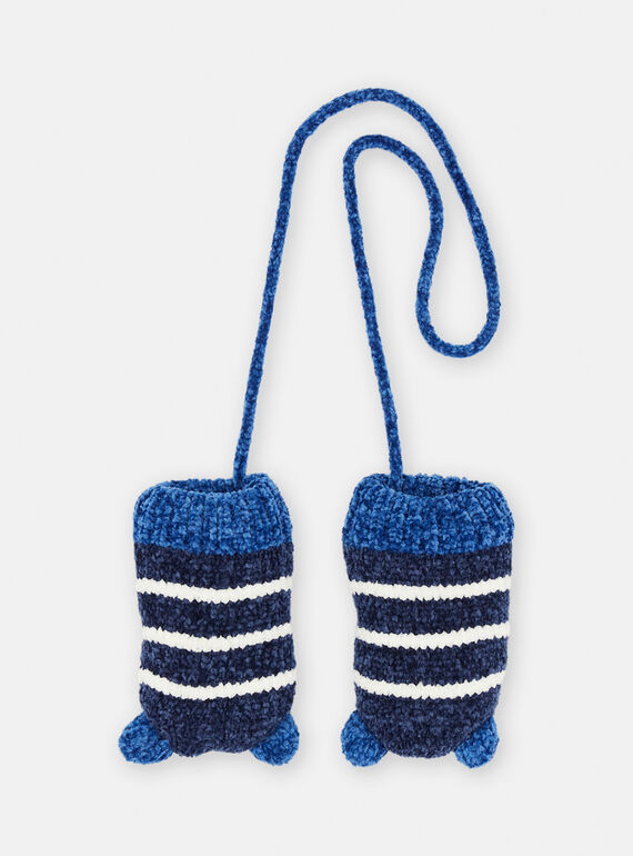 Luvas azul e branco com estampado às riscas SYUGROMOU / 23WI1091GAN622