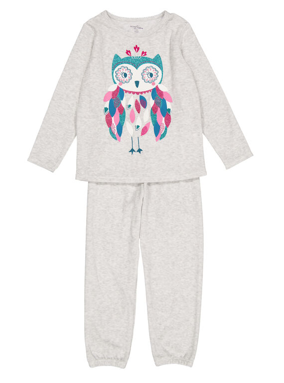 Pijama cinzento mesclado em veludo criança menina GEFAPYJCHO / 19WH11N4PYJJ920