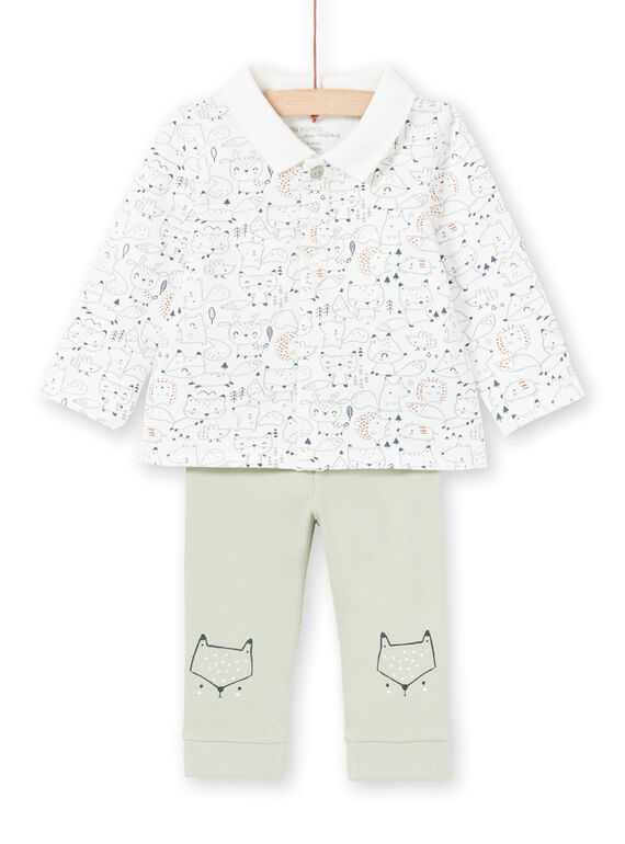 Conjunto camisa e calças branco e caqui recém-nascido menino MOU1ENS4 / 21WF0441ENS001