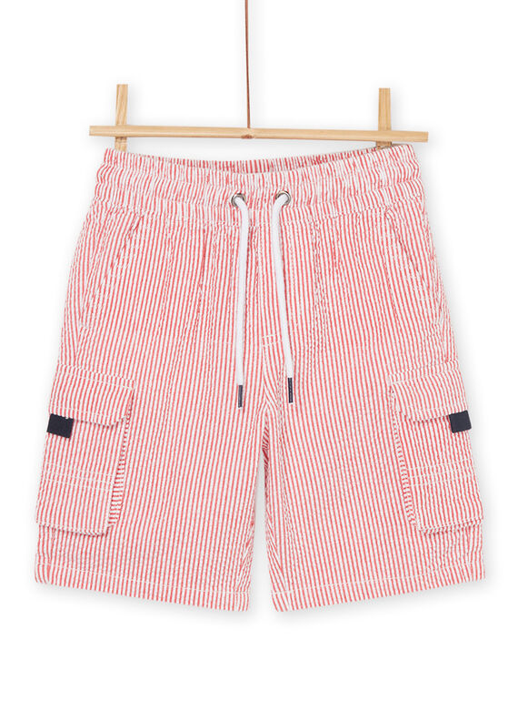 Bermudas vermelhas com estampado às riscas. ROJOBERPOCH2 / 23S9029ABER502