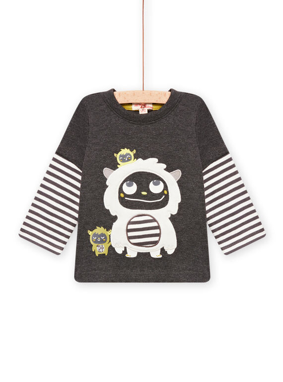 T-shirt de mangas compridas cinzento-antracite bebé menino MUHITEE2 / 21WG10U2TML944