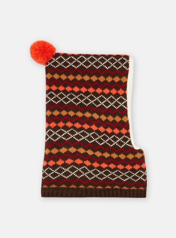 Balaclava laranja e castanho com estampado jacquard SYOGROCAG3 / 23WI02O1CAGI808