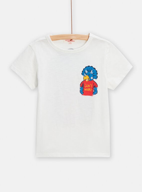 T-shirt branca e azul com estampado de dinossauros menino TOJOTI1 / 24S902B6TMC001