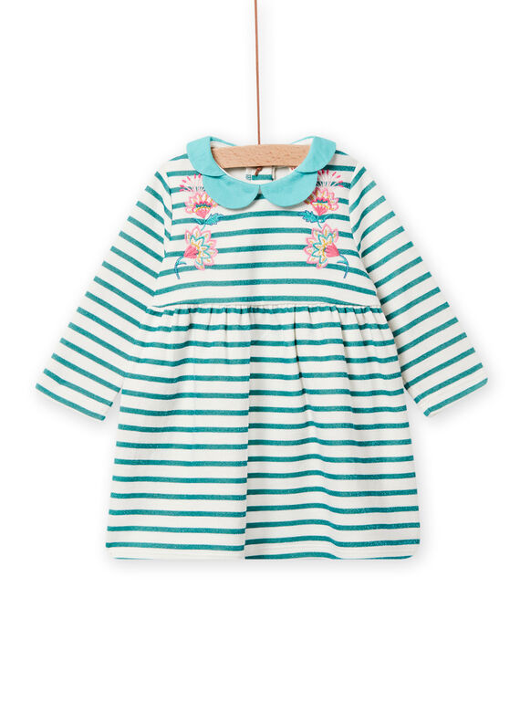 Vestido cru às riscas e padrões floridos bebé menina NIGAROB3 / 22SG09O1ROB001