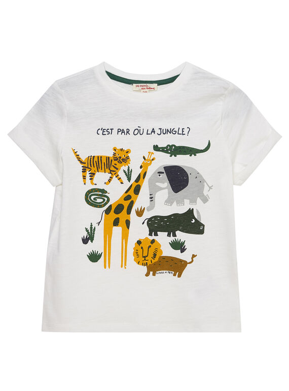 T-shirt menino mangas curtas cru estampado animais JODUTI4 / 20S902O2TMC001