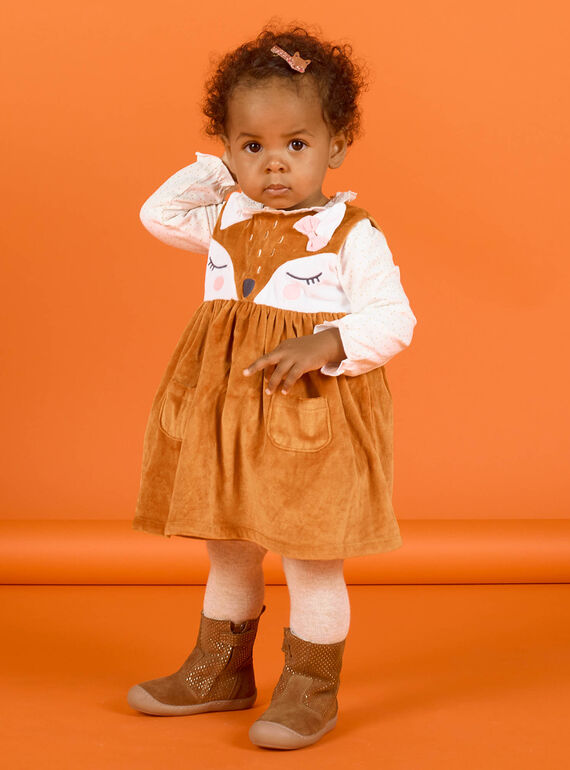 Vestido sem mangas com padrão de veado em soft boa bebé menina MISAUROB2 / 21WG09P2ROB809