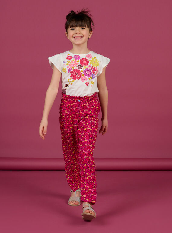 Calças com estampado florido ameixa menina NAFLAPANT / 22S901R1PAN709