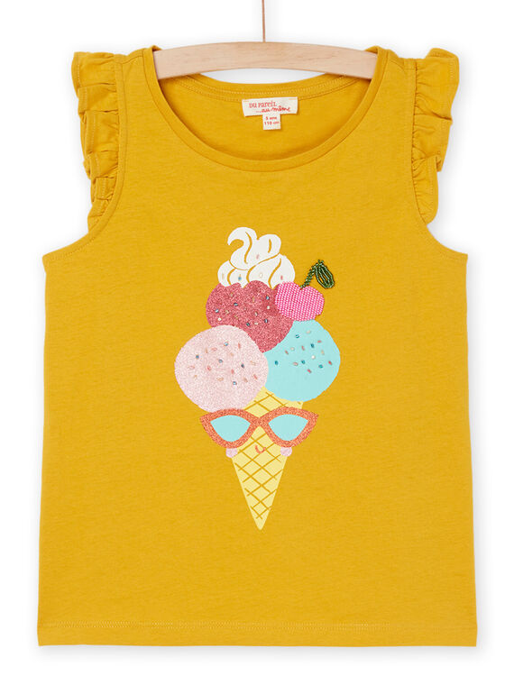 Camisola de alças amarelo-mimosa com animação gelado RAPOPDEB / 23S901X1DEBB105