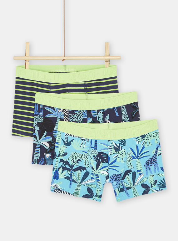 Pack de 3 boxers verde e azul menino SEGOBOXJUN / 23WH1263BOX705