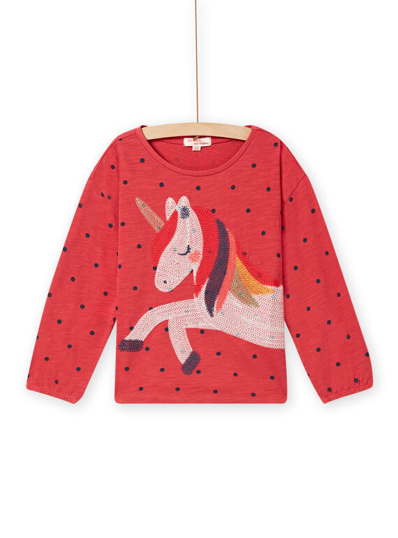 T-shirt às bolinhas com bordado unicórnio menina NAVITEE2 / 22S901M2TML409